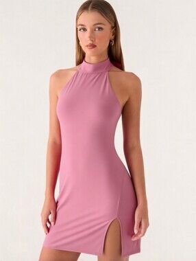 NWT PrettyLittleThing Pink Halter Dress